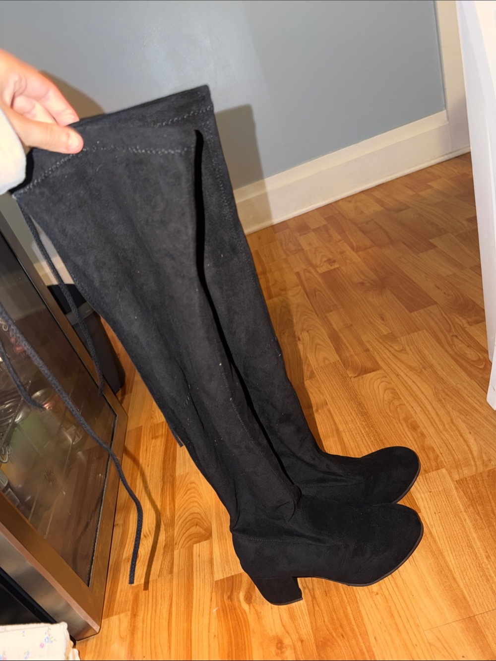Amazon Black Over-the-Knee Suede Block Heel Boots